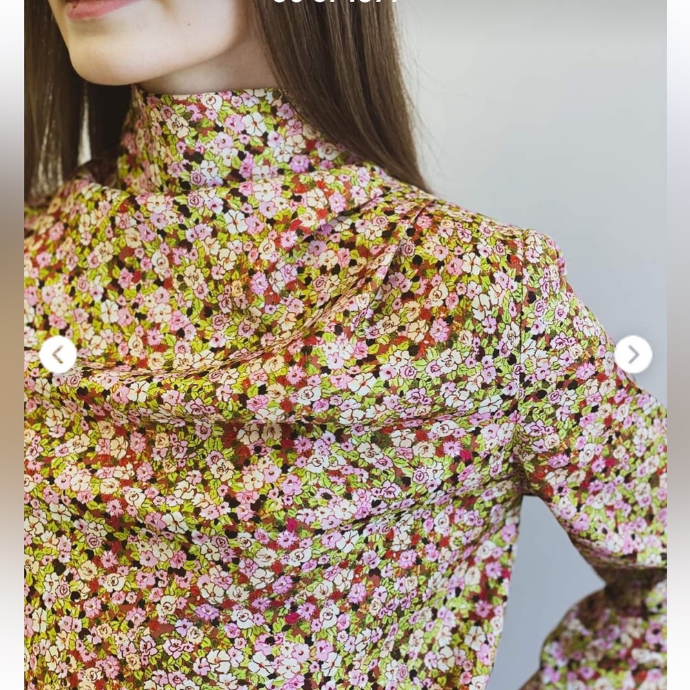 Zara Floral High-Neck Blouse NWOT - Picture 3 of 4